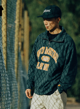 【五条杠半拉链字母卫衣】UNDEFEATED美式潮流字母卫衣