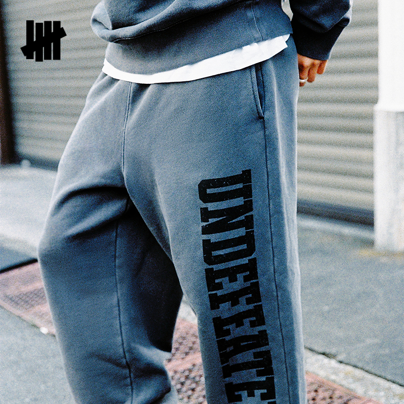 UNDEFEATED五条杠官方冬季新品美式休闲logo做旧水洗束脚卫裤