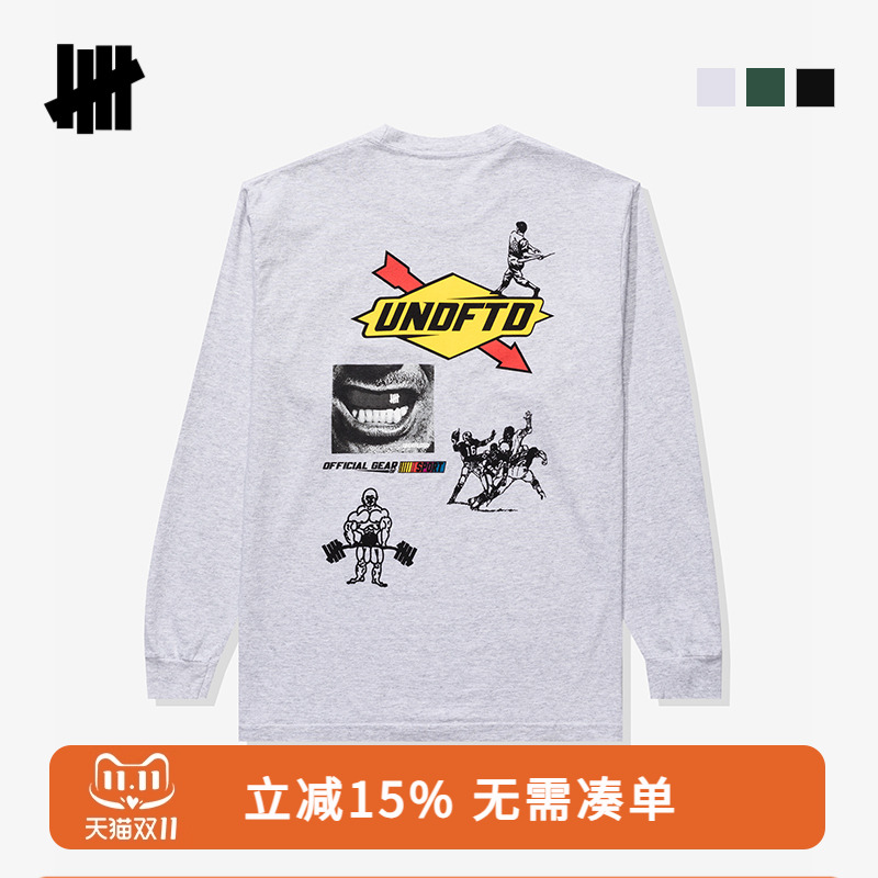 UNDEFEATED五条杠官方冬季新品时尚潮流美式街头拳击图案长袖T恤