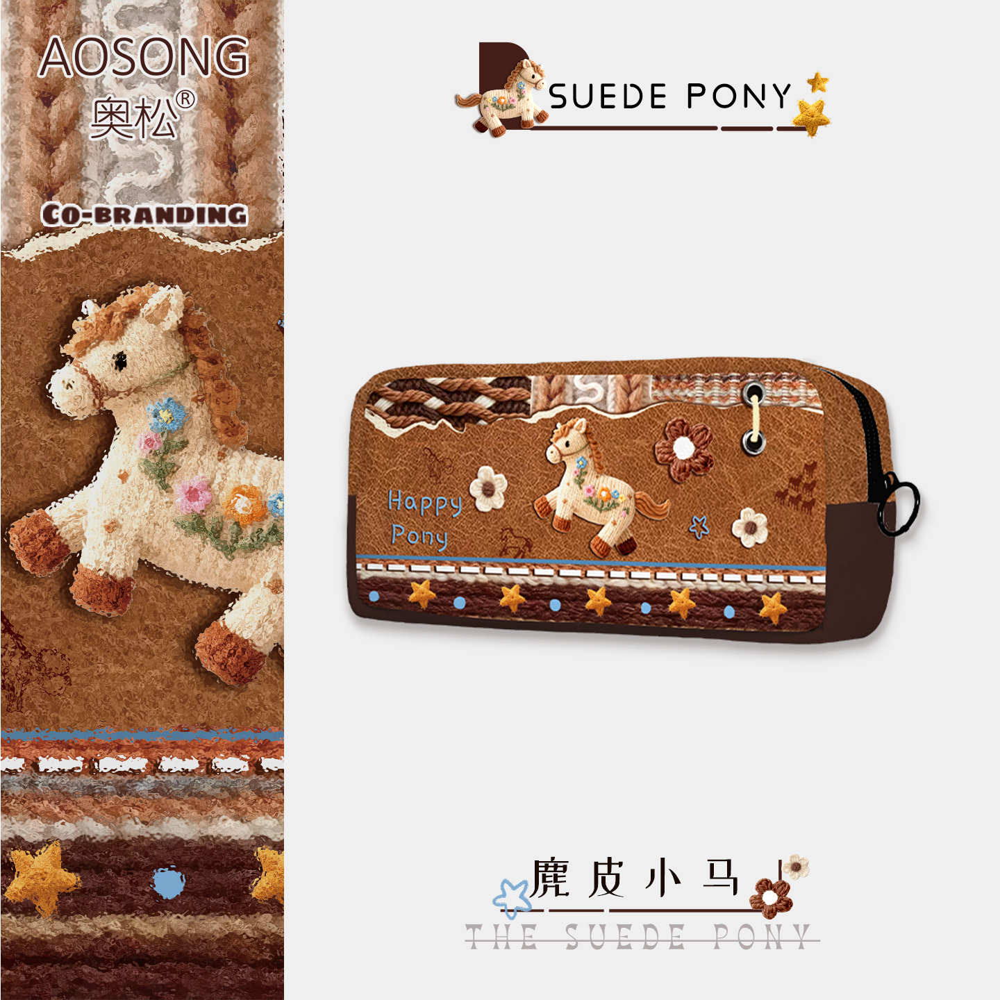 奥松原创麂皮小马2025新款高颜值笔袋方可爱大容量小众不撞款高颜值ins风小学生初中生文具盒