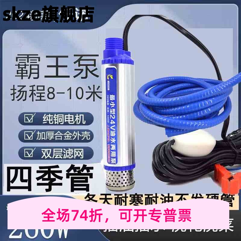 电动抽油泵柴油泵3.5cm新款12v24v220v款油抽子迷你型潜水泵