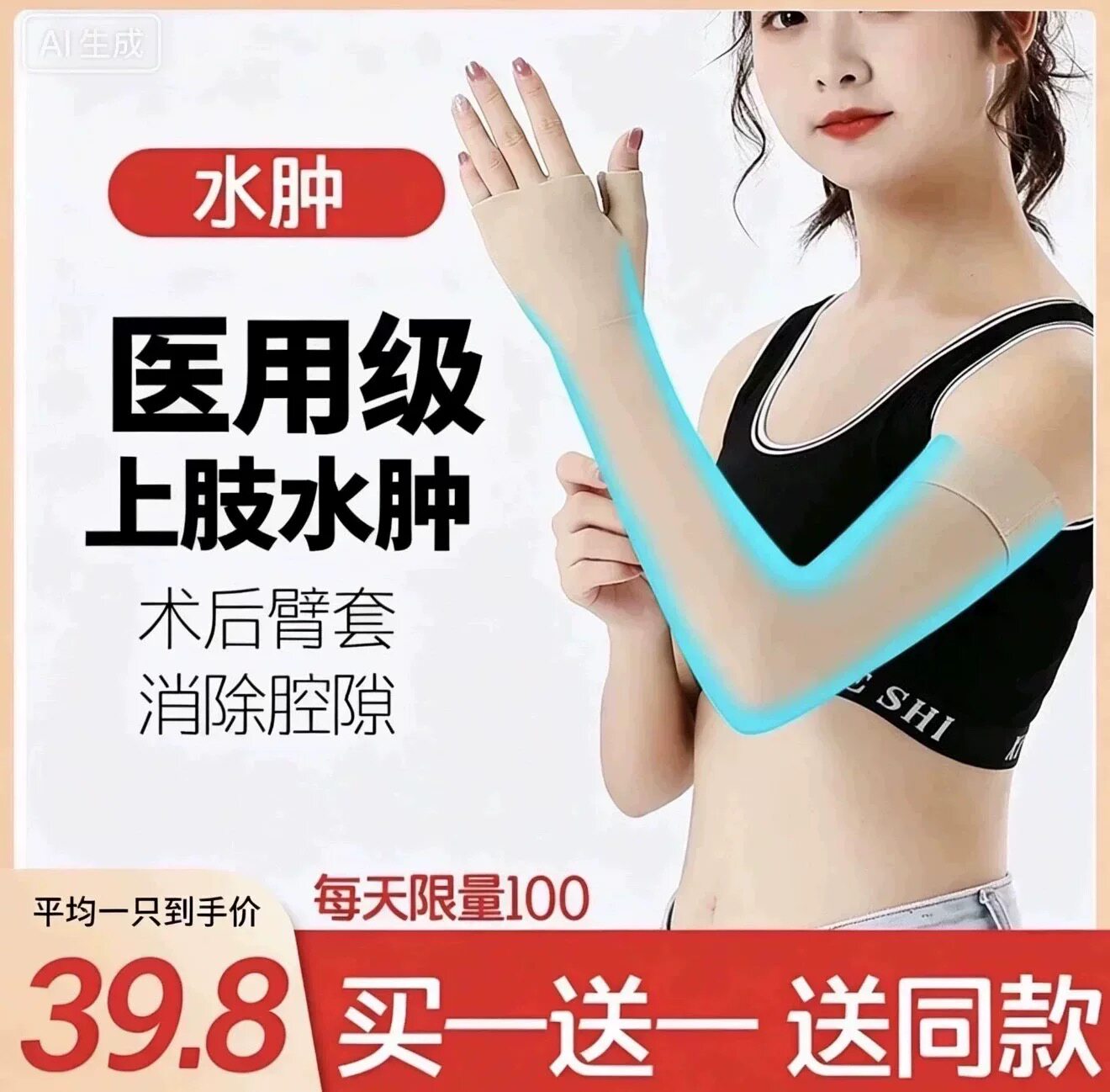 买一送一 】医用防上肢淋巴水肿弹力袖套治疗型乳腺术后压力臂套