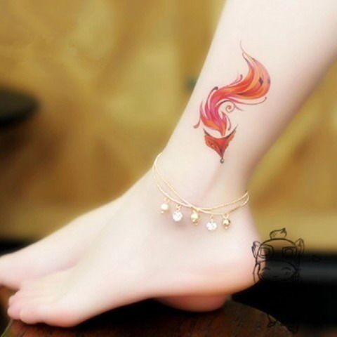 脚踝纹身贴网红爆款狐狸防水女持久仿真遮疤痕九尾狐小图案魅惑