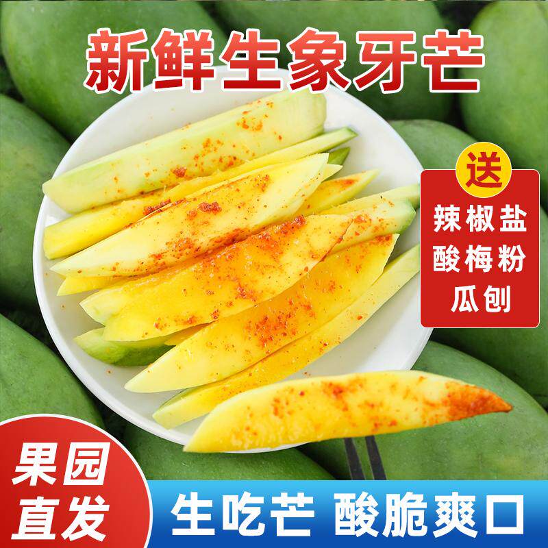 农家现摘精心挑选象牙芒果图片