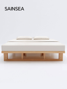 榫卯结构全实木床主卧1米8双人大床排骨架床无床头家用纯实木床