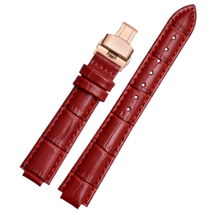 适配飞亚达心弦女表LA8402/LA8406系列凸口真皮手表带蝴蝶扣配件