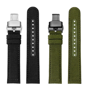 臻品适配Certina雪铁纳绿贝雷GMT系列黑蓝绿针海龟尼龙帆布手表带