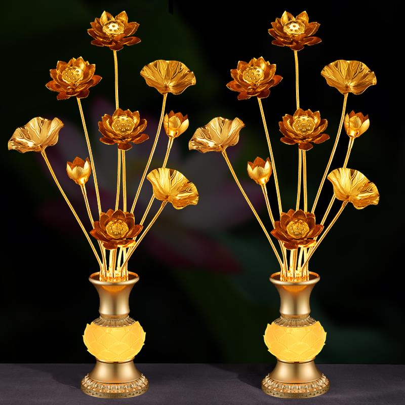 佛台前供佛灯插电家用莲花灯佛堂供奉灯寺庙长明灯led菩萨金花灯