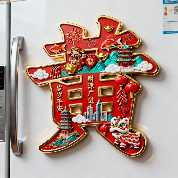 【黄】百家姓金属磁吸浮雕冰箱贴旅游景点纪念文创伴手礼装饰门贴