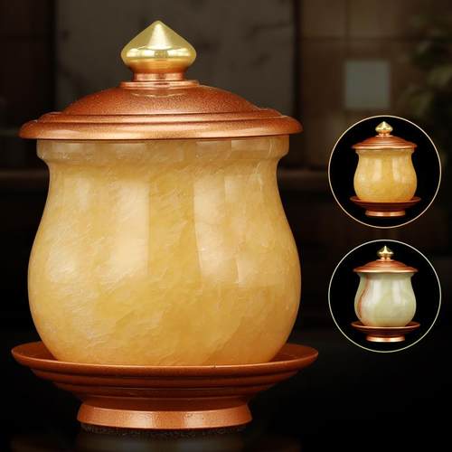 纯铜天然玉石供佛杯佛前杯子敬神水杯供养佛道仙供水杯佛堂神台杯