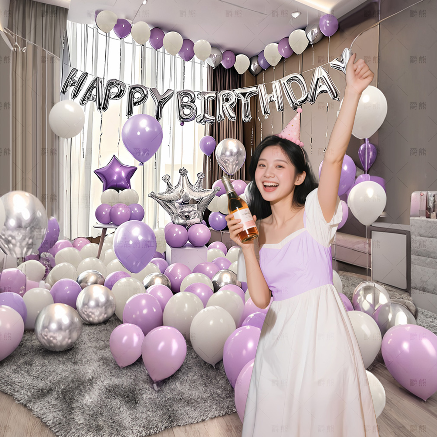 18岁生日快乐派对装饰气球女孩