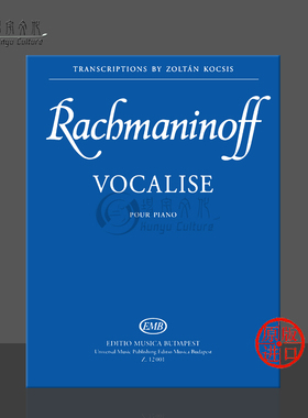 拉赫玛尼诺夫练声曲 Op34 no14 钢琴独奏 单曲4页 布达佩斯原版乐谱书 Rachmaninov Szergej Vasziljevics Vocalise Piano Z12001