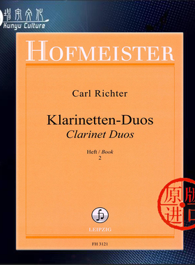 单簧管二重奏 卷二 里希特 霍夫曼斯特 原版乐谱书 Carl Richter Clarinet Duos Heft 2 FH3121