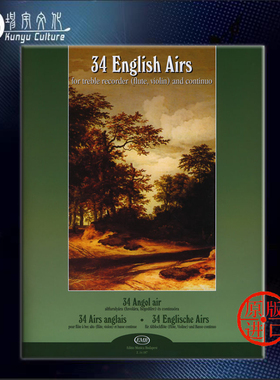 34首英国咏叹调 高音竖笛或长笛或小提琴和钢琴 布达佩斯乐谱 34 English Airs treble recorder/flute/violin piano Z14187