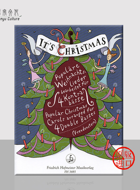 圣诞节经典歌曲 四支低音提琴合奏 总分谱 德国霍夫曼斯特 原版进口乐谱书 Various It's Christmas for 4 Double Basses FH3485