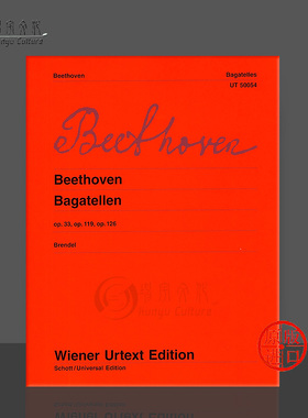 贝多芬 钢琴小品 独奏带指法 维也纳UE净版乐谱书 Beethove Sämtliche Bagatellen for piano UT50446