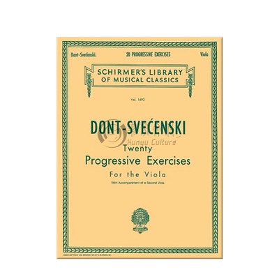 顿特 20首渐进练习曲 两把中提琴 op38 希尔默原版乐谱书 Jakob Dont 20 Progressive Exercises for 2 Violas HL 50259630