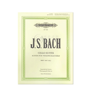 巴赫六首无伴奏大提琴组曲BWV1007至1012 改编中提琴版本 彼得斯原版乐谱书 Bach Suiten Violoncello for Viola solo EP7489