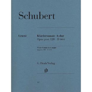 舒伯特钢琴奏鸣曲 A大调 op.post120 D664 钢琴独奏 带指法 德国Henle亨乐原版乐谱 Schubert Piano Sonata A major HN157