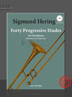 西格蒙德 赫林 长号渐进练习曲 40首 附在线音频 费舍尔原版乐谱书 Sigmund Hering Progressive Etudes for Trombone O4441x