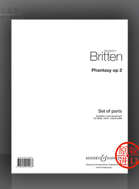 布里顿 幻想四重奏 Op2 双簧管 小中大提琴 分谱 博浩乐谱 Benjamin Britten Phantasy Quartet BH4400011
