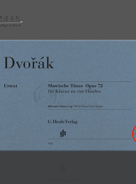 德沃夏克 斯拉夫舞曲 op72 钢琴四手联弹 亨乐原版乐谱书 Antonin Dvorak Slavonic Dances for Piano Four-hands HN918