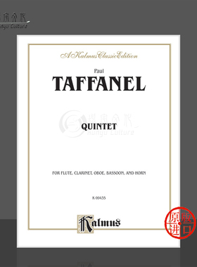 塔法内尔木管五重奏 长笛单簧管双簧管巴松管和圆号 原版乐谱书 Taffanel Woodwind Quintet 00-K09435