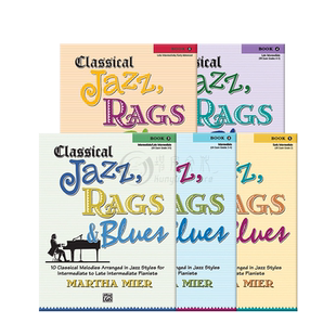 古典爵士乐 雷格泰姆和蓝调 钢琴 玛莎米尔 全套共一至五册 Alfred乐谱书 Martha Mier Classical Jazz Rags Blues Piano Book 1-5