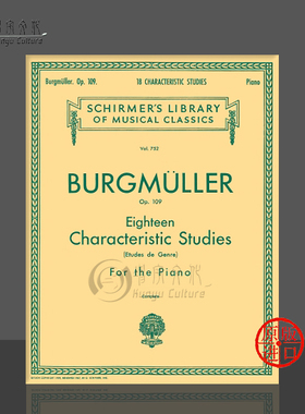 布格缪勒 18首个性练习曲 Op109 钢琴独奏 希尔默原版乐谱书 Burgmuller 18 Characteristic Studies for Piano HL50256170