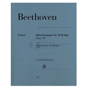 贝多芬 第11钢琴奏鸣曲 降B大调 op22 带指法 德国Henle亨乐原版进口乐谱书 Beethoven Piano Sonata no11 B flat major HN1310