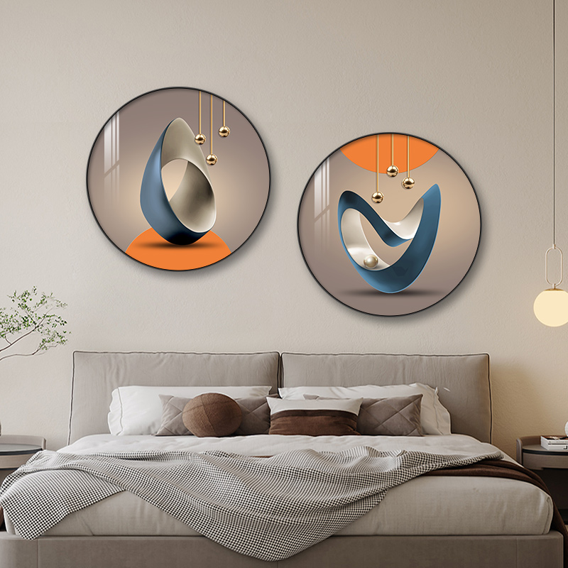 新款卧室挂画 画床头装饰画 画轻奢高级感创意圆形壁画 画抽象主图片