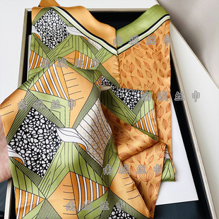 【明媚春光】2026新款长条丝巾橙色显白热情度假风气质飘带