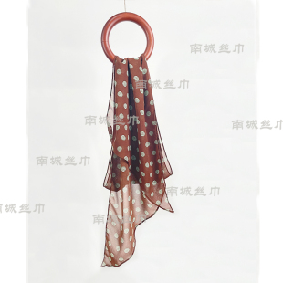 高品长条丝巾纱巾气质飘带 2026春夏新款 175cm 棕咖波点