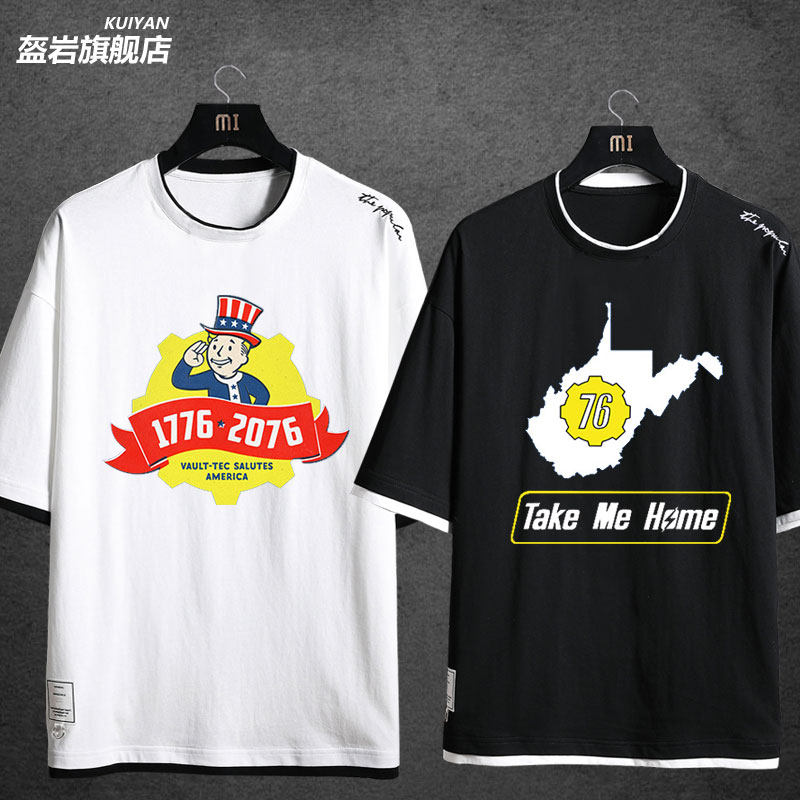 电玩ps4 Xbox周边fallout 76 辐射76哔哔小子游戏纯棉短袖t恤衣服 电玩ps4 Xbox周边fallout 76 辐射76哔哔小子游戏纯棉短袖t恤衣服