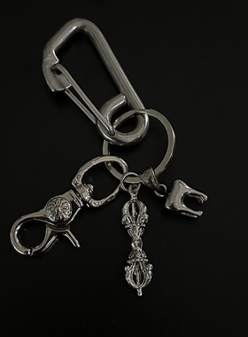 iEWS金刚杵钥匙扣挂件牙齿登山扣CH风金属腰间挂件cleanfit配饰