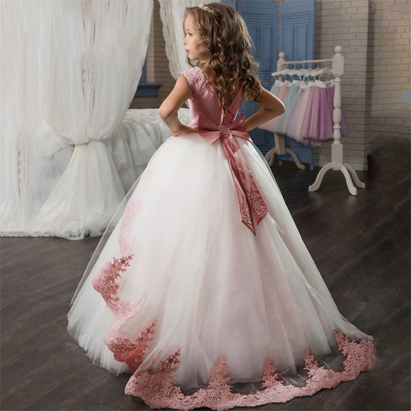 kids girls dress gown new 23 wedding bridesmaid lace evening