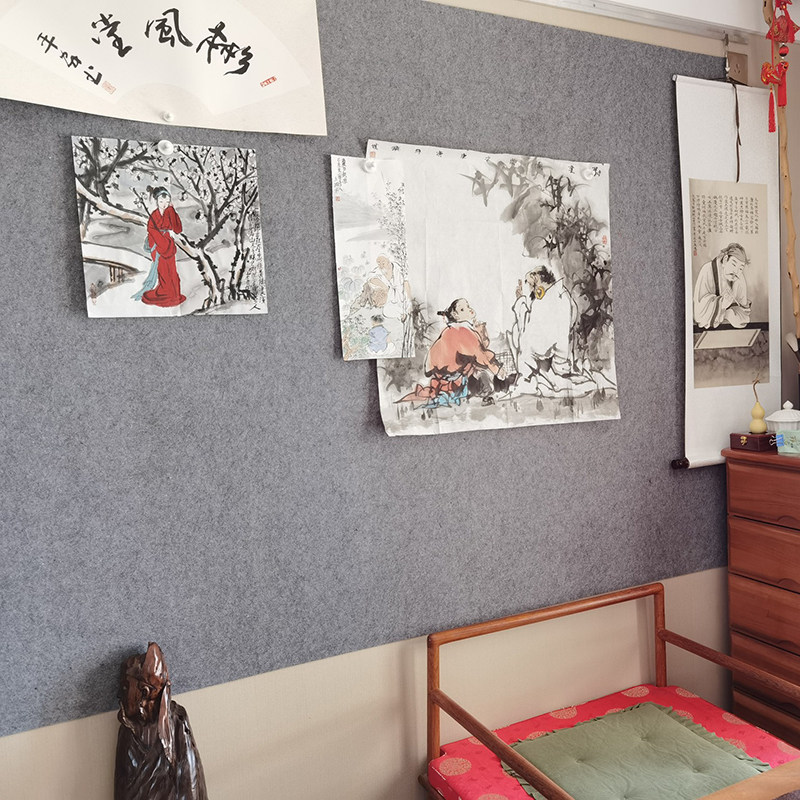 9毫米加厚镀锌钢板磁性毛毡墙书画展示书法作品展览墙照