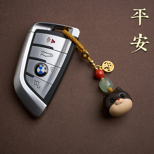 黑檀木雕柴犬汽车钥匙扣挂件包包挂饰男士女吊坠生日礼物可爱