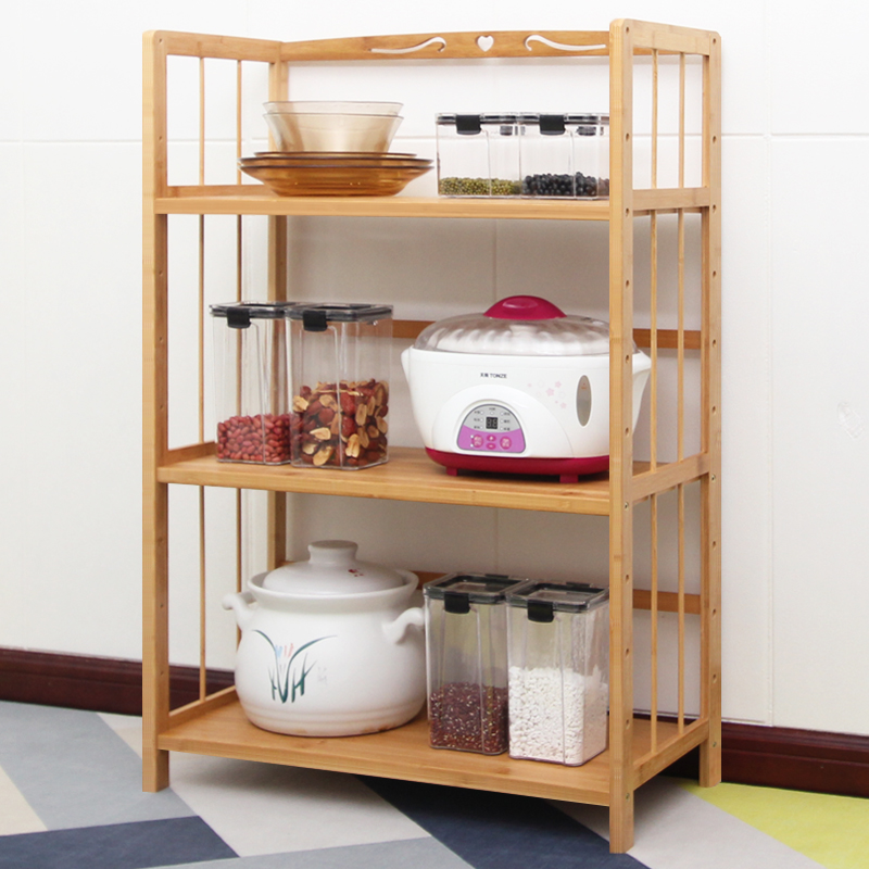 楠竹厨房置物架锅具储物柜多层