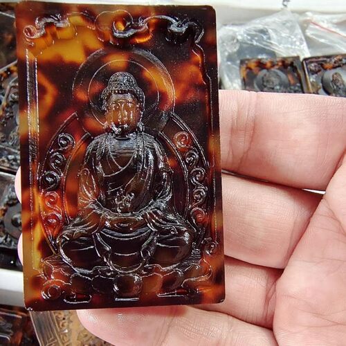 玳瑁色牌子精致龟壳纹满血工艺品简约转运牌吊坠文玩方块