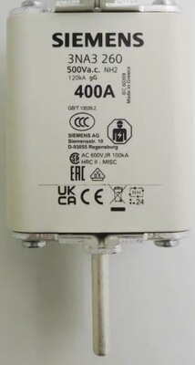 原装正品西门子熔断器3NA3140 NH1-gG 200A 500V熔芯