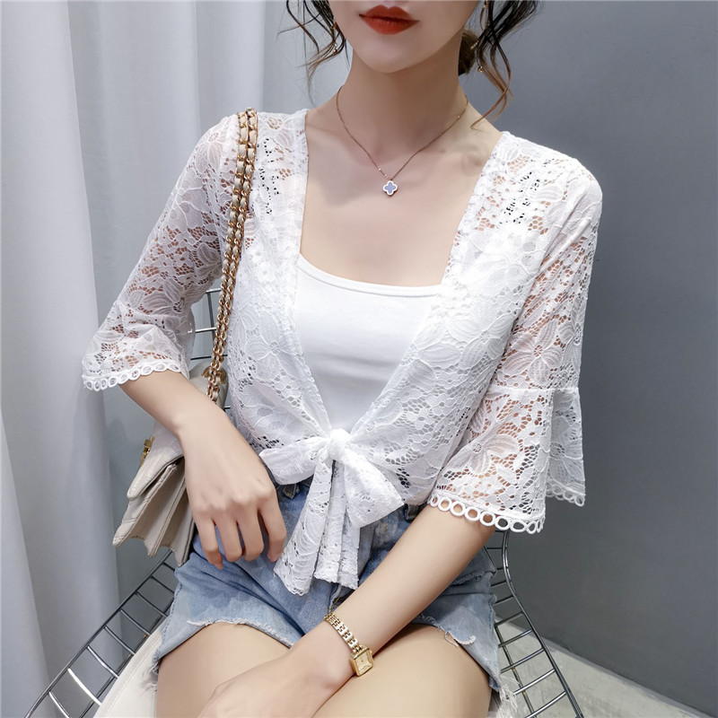 蕾丝小披肩女夏季2020配吊带裙外搭开衫防晒衫百搭簿款短款小外套