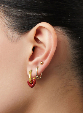 ana luisa欧美时尚复古红色爱心手工珐琅釉个性小众耳环耳扣耳饰