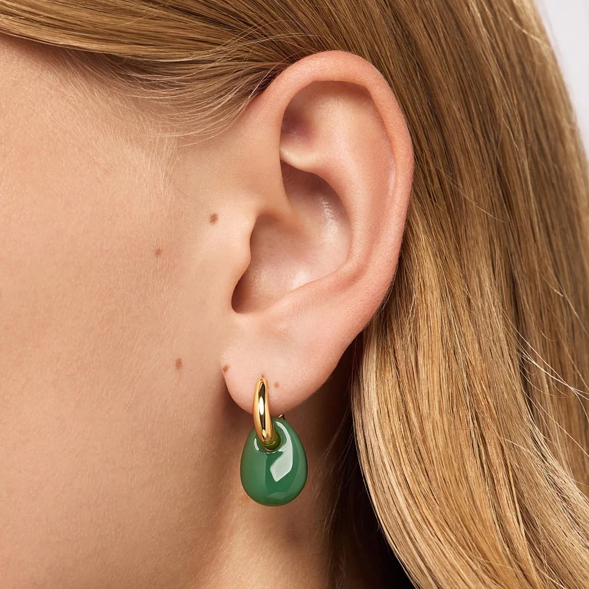 法式复古S925银天然绿东陵石耳环