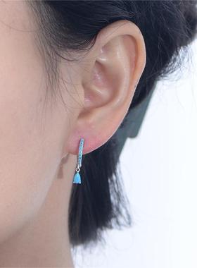 ana luisa欧美热销轻奢高级绿松石水滴耳扣耳坠s925纯银时尚耳环