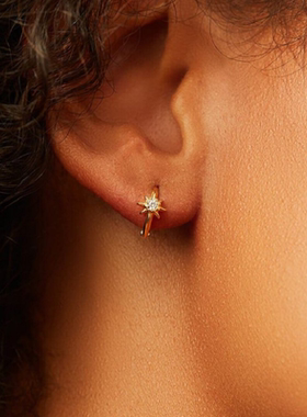 ana luisa|安娜路易莎闪星时尚简约s925纯银耳环耳扣星星形耳圈女