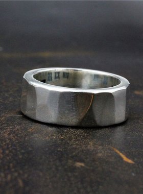 欧美风纯银小众手工不规则戒指