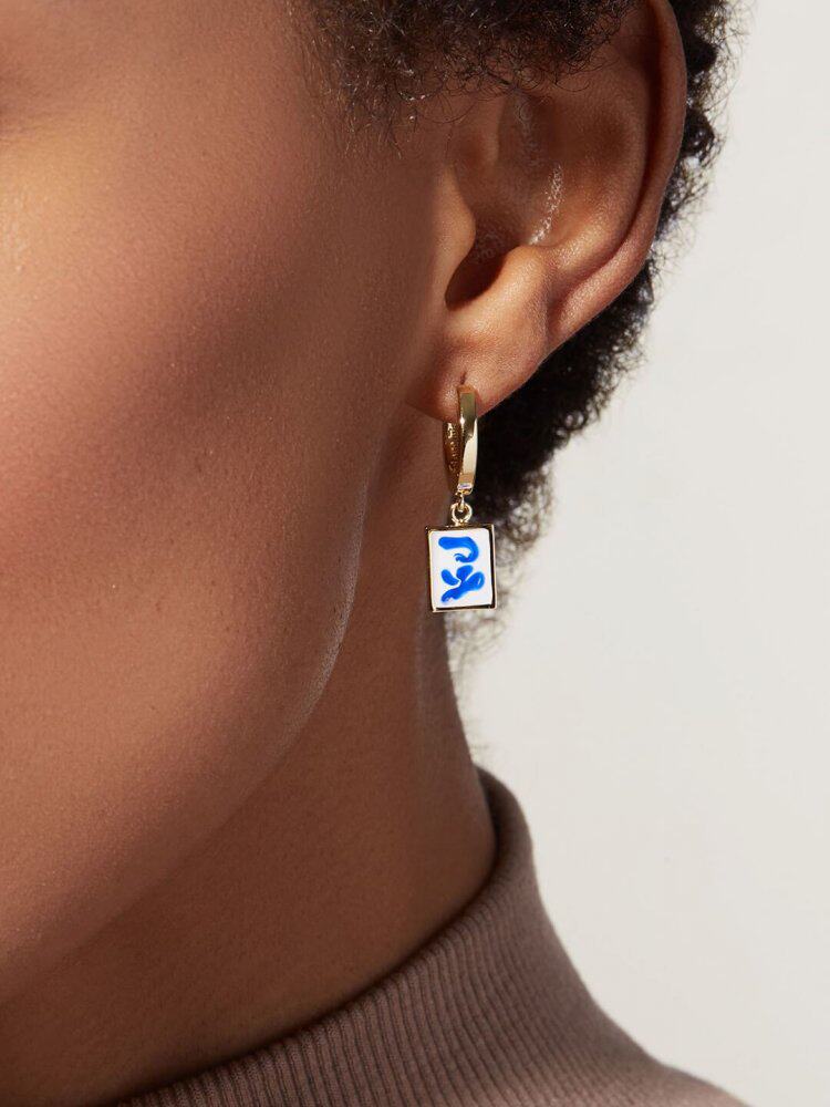 ana luisa欧美小众中国风元素青花瓷珐琅耳圈耳环耳饰女耳坠耳扣