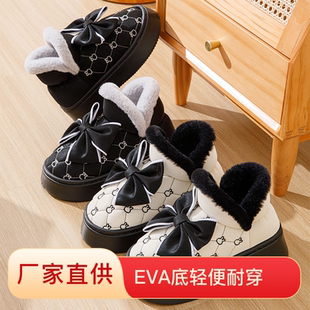 冬季保暖棉鞋高邦厚底防水外穿防滑雪地靴包跟室外棉鞋女加绒加厚