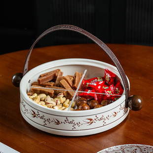 随沐果盘客厅茶几家用零食摆放盘中古风干果收纳盒干果分格盘果篮